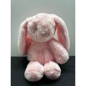 Plush Pink Bunny Stuffed Animal Toy With Rattle Belly Weighted Bottom Satin Line